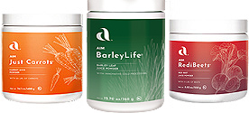 Garden Trio - BarleyLife, Just Carrots, RediBeets. The quickest way of feed our body cells high quality whole nutrition. Powder. Save money by purchasing as a trio.